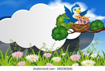 Bird in nature banner template illustration
