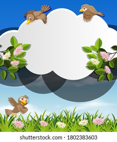 Bird in nature banner template illustration