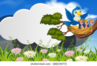Bird in nature banner template illustration