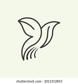 Bird Nature Leaf Line Logo Design