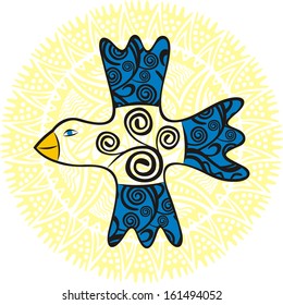 Bird nature pattern round background vector illustration