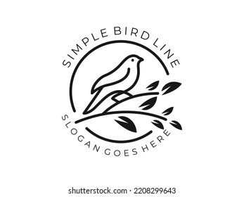 Bird Nature Simple Line Art Logo Illustration