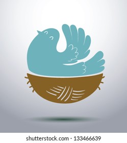 bird is in nest 01, vector