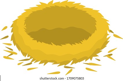 Bird nest. Animal shelter of brown sticks and branches. Element of wild nature. Cartoon flat illustration