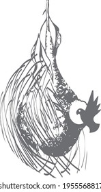 bird nest art black  white design