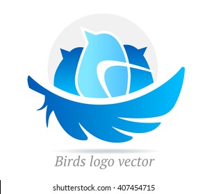 Bird In A Nest With Chicks Logo Vector