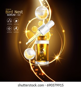 Bird Nest Collagen Serum and Vitamin Vector Background for Skin Care Products.