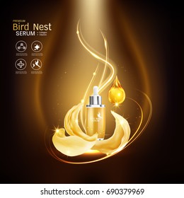 Bird Nest Collagen Serum and Vitamin Vector Background for Skin Care Products.