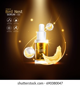 Bird Nest Collagen Serum and Vitamin Vector Background for Skin Care Products.