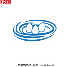 Bird nest with bird egg icon vector