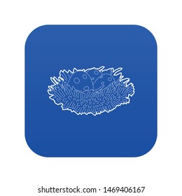 Bird nest with eggs icon blue vector isolated on white background