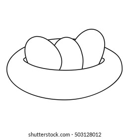 Bird nest and eggs icon. Outline illustration of nest and eggs vector icon for web