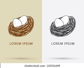 Bird Nest And Eggs  Icon, Symbol, Logo, Vector.