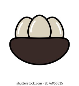 bird nest with eggs vector icon element