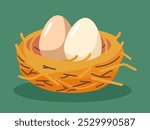 Bird nest with eggs vector illustration. A vector illustration of a bird