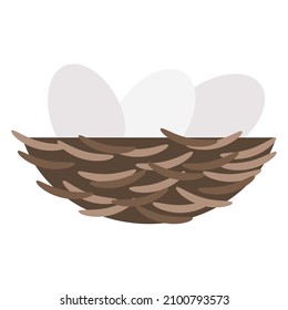 Bird Nest Flat Clipart Vector Illustration