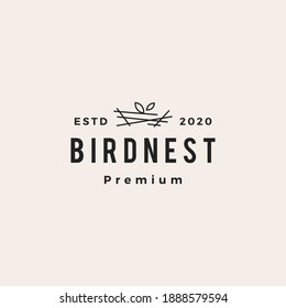bird nest hipster vintage logo vector icon illustration
