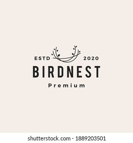 bird nest hipster vintage logo vector icon illustration