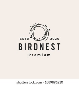 Bird Nest Hipster Vintage Logo Vector Icon Illustration