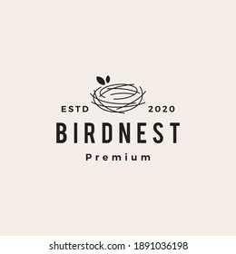 bird nest hipster vintage logo vector icon illustration