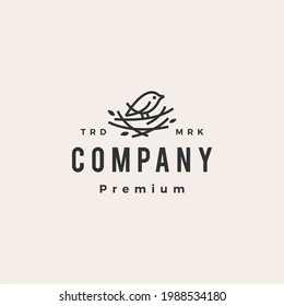 bird nest hipster vintage logo vector icon illustration