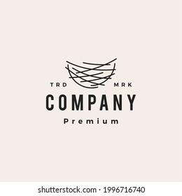 bird nest hipster vintage logo vector icon illustration