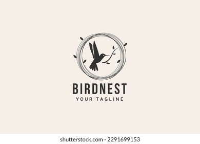 bird nest hipster vintage logo vector icon illustration
