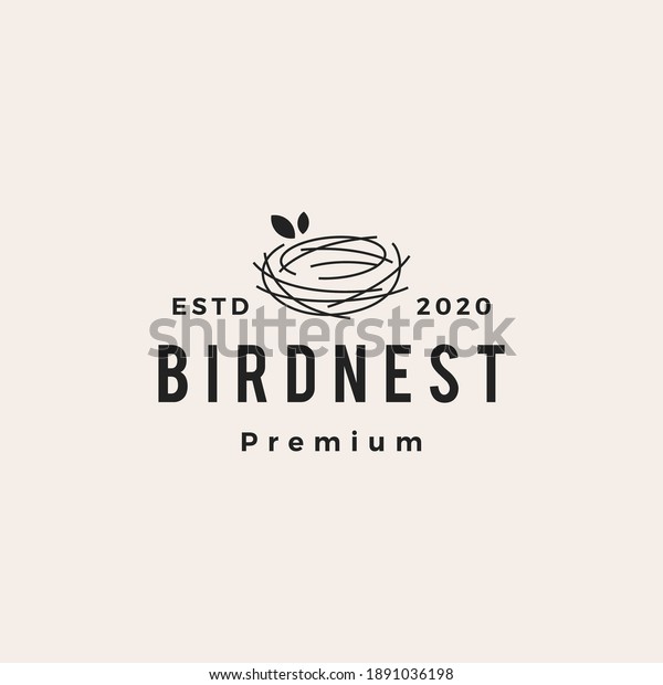 bird\
nest hipster vintage logo vector icon\
illustration