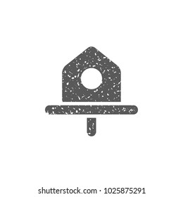 Bird nest icon in grunge texture. Vintage style vector illustration.