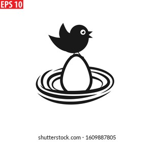 Bird nest icon vector, cute bird home icon