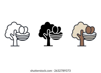 bird nest icons isolated on White Background. Flat style design