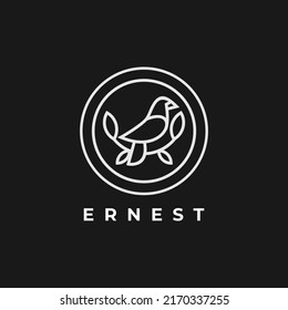bird nest line art logo template