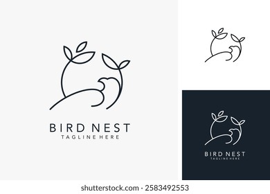 Bird nest line logo design