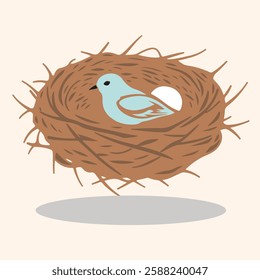 Bird Nest Liner Art Vector Design
