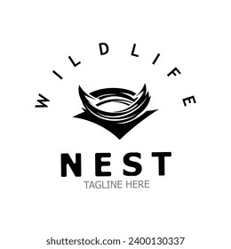 Bird nest logo branch natural root tree spring template vector