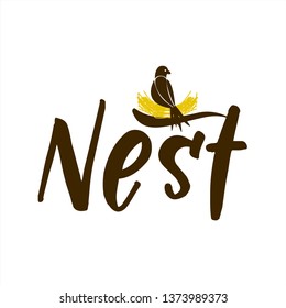 bird nest logo design inspiration . bird nest vector template . doodle nest