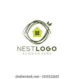 Bird Nest logo design template vector illustration