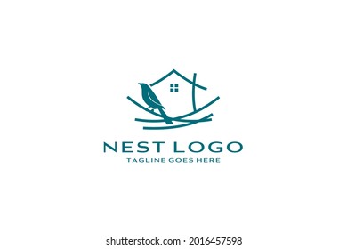 Bird nest logo design vector icon