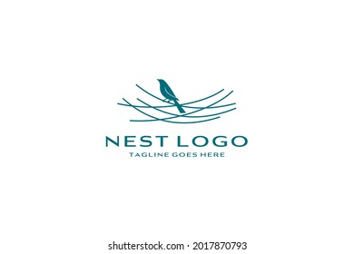 Bird nest logo design vector icon