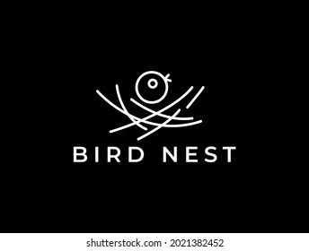 Bird nest logo design vector icon template]