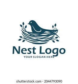 bird nest logo design vector illustration