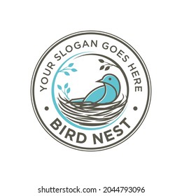bird nest logo design vector illustration