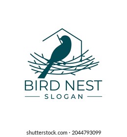 bird nest logo design vector illustration
