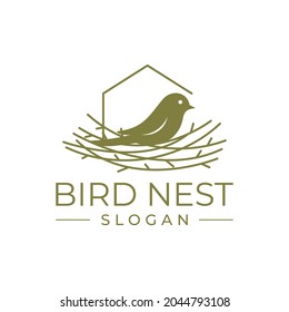 bird nest logo design vector illustration