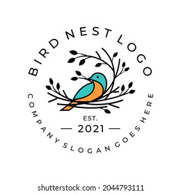 bird nest logo design vector illustration