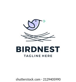 Bird nest logo design vector illustration