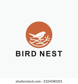 bird nest logo design vector silhouette illustration