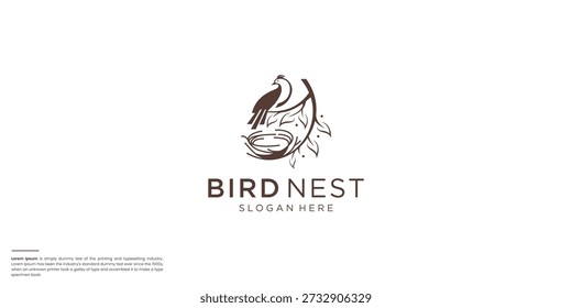 Ilustração vetorial de design de logotipo de ninho de pássaro