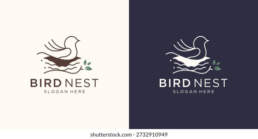 pássaro ninho logotipo design ilustração vetorial