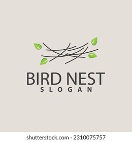 Bird Nest Logo, Bird House Shelter Vector, Modern Line Design Minimalist Style, Symbol Template Icon